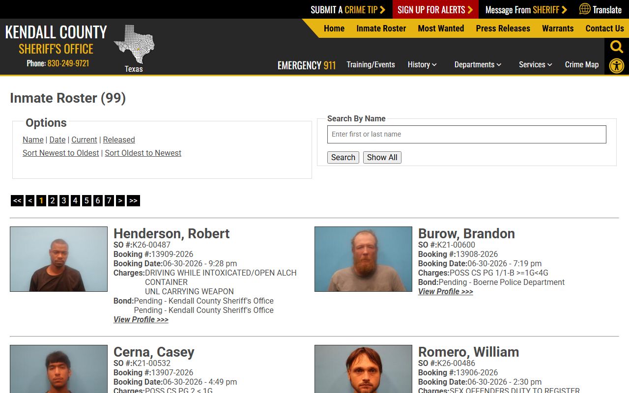 Kendall County inmate records current roster
